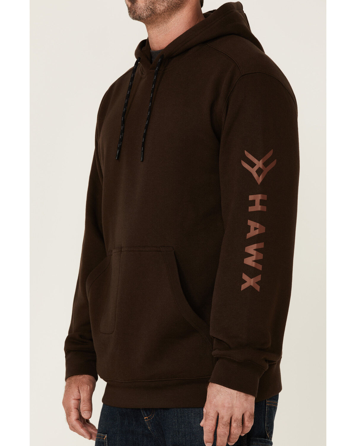 Image #3 - Hawx Men's Primo Logo Graphic Fleece Hooded Work Sweatshirt, Brown, hi-res