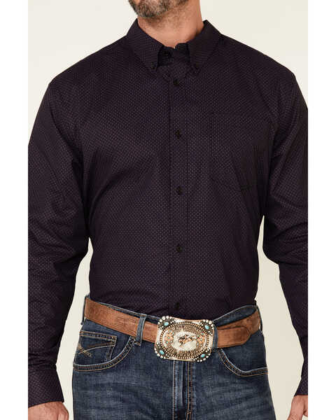 Cody James Core Men's Telegraph Small Geo Print Long Sleeve Button-Down Western Shirt - Big & Tall , Purple, hi-res