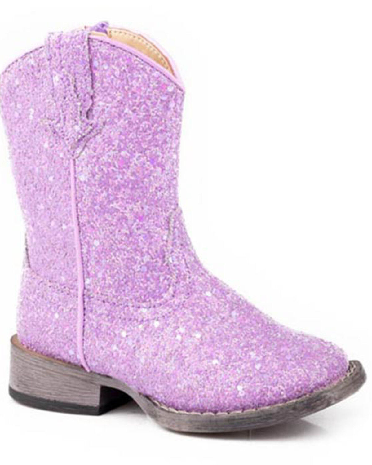 Image #1 - Roper Toddler Girls' Glitter Galore Western Boots - Square Toe, Purple, hi-res