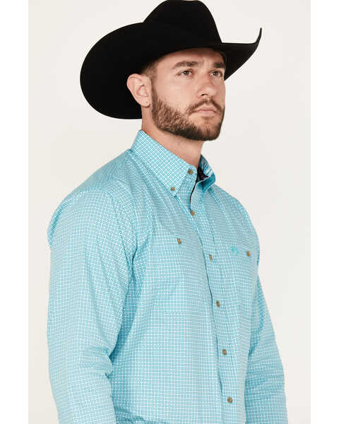 Image #2 - George Strait by Wrangler Men's Geo Print Long Sleeve Button-Down Western Shirt, Turquoise, hi-res