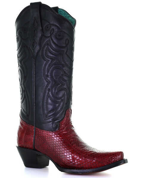 Corral Women's Boot Barn Exclusive Exotic Snake Skin Western Boots - Snip Toe, Black, hi-res