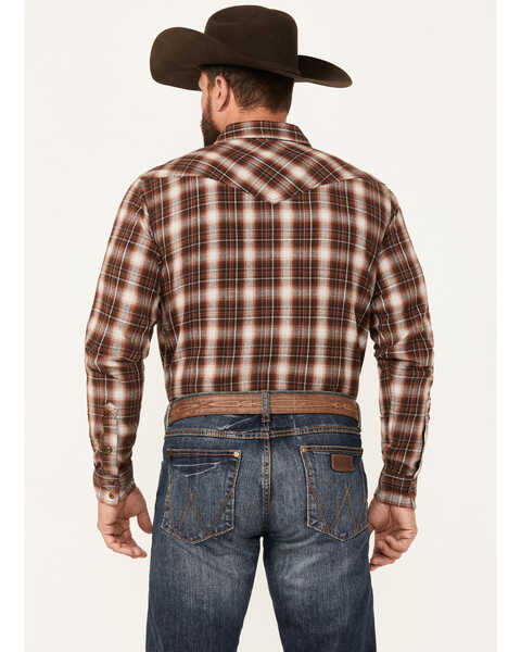 Image #4 - Cody James Men's Traverse Plaid Print Long Sleeve Snap Western Shirt, Brown, hi-res