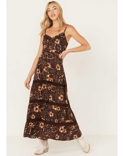 Image #1 - Idyllwind Women's Printed Maxi Dress, Dark Brown, hi-res