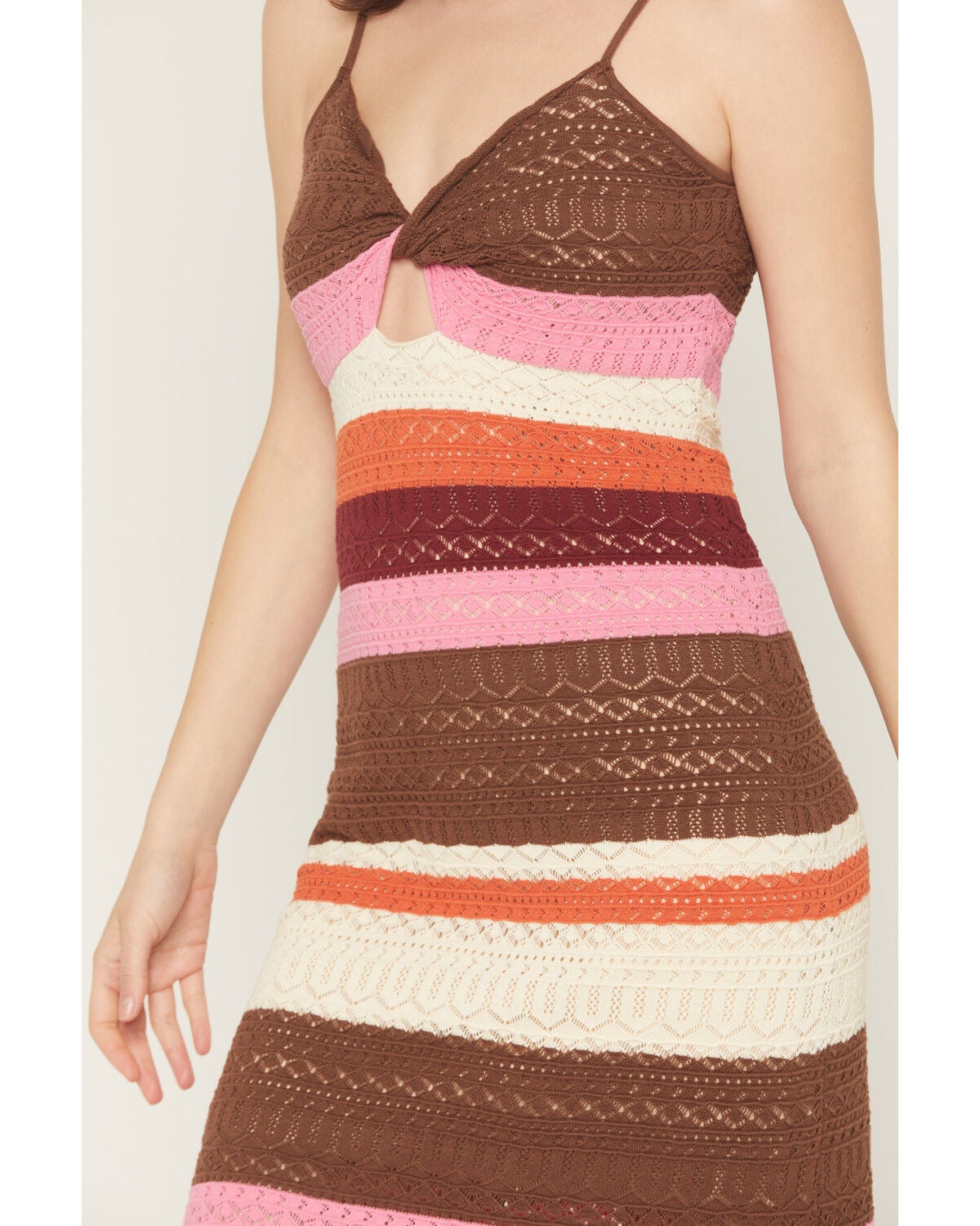 Image #5 - Shyanne Women's Striped Sleeveless Sweater Midi Dress, Burgundy, hi-res