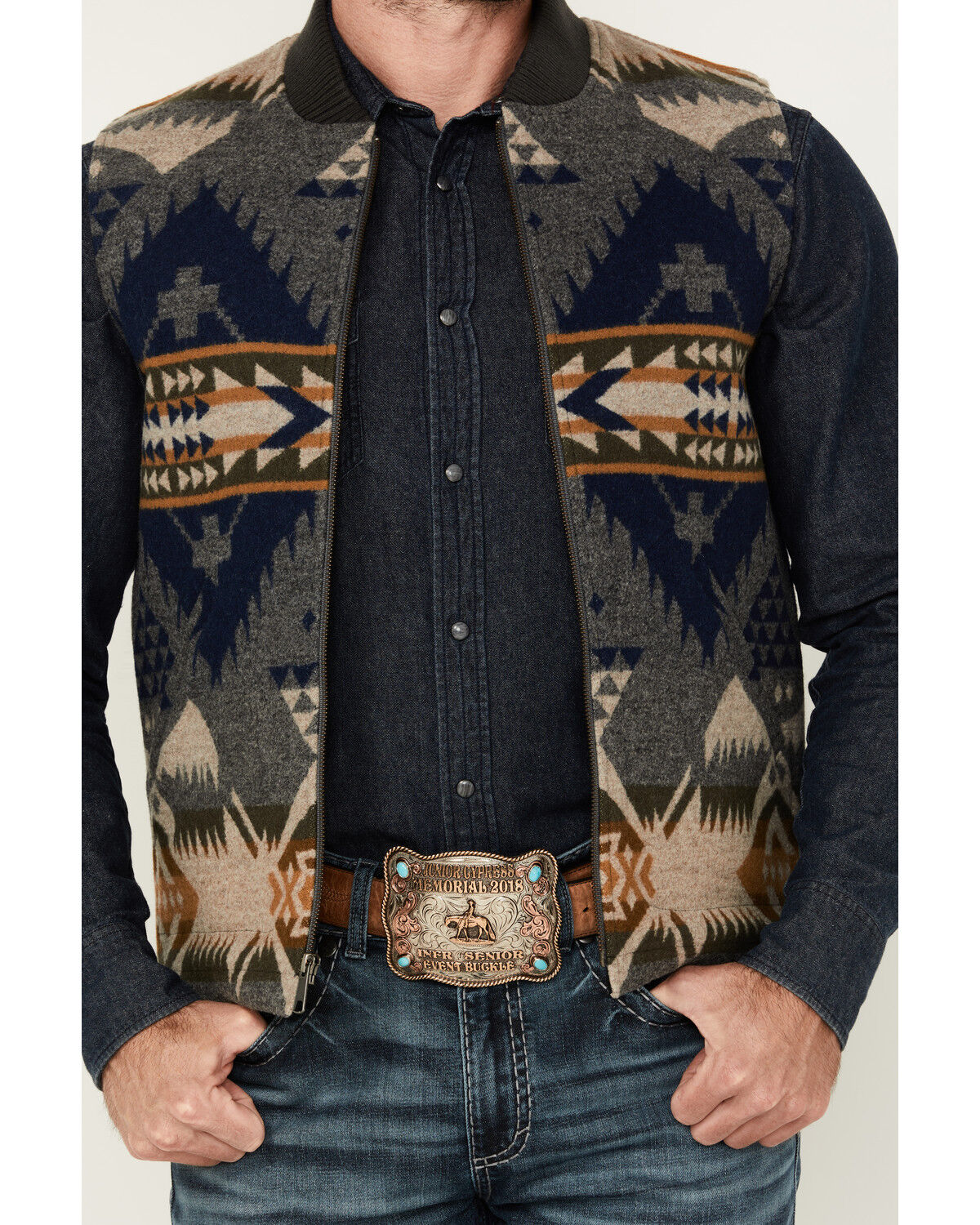 Image #3 - Pendleton Men's Colton Multicolored Print Zip-Up Quilted Vest, Grey, hi-res