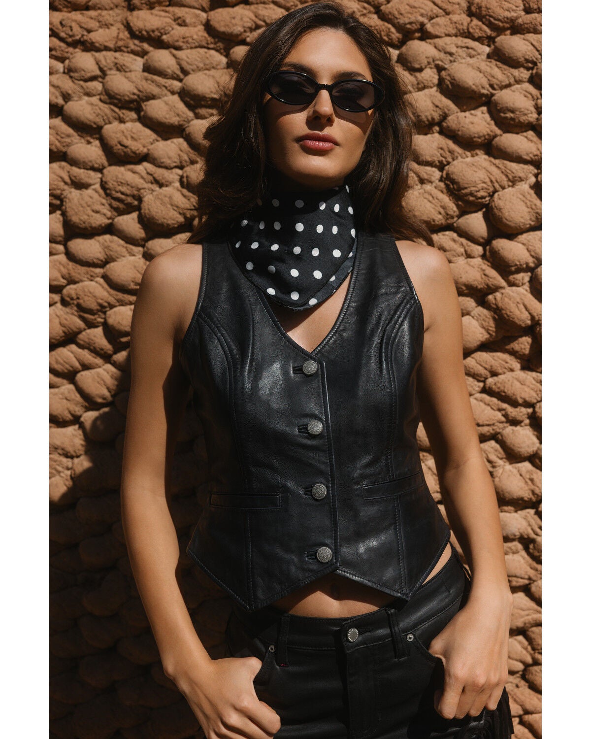 Idyllwind Women's Coated Bustier Button-Down Vest, Black, hi-res