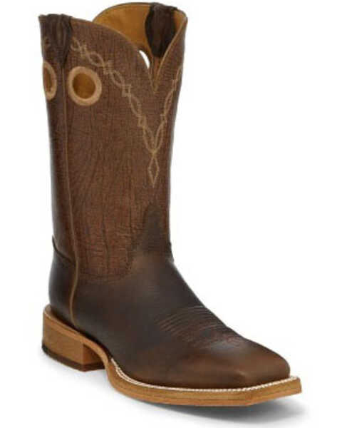Justin Men's Grizzly Western Boots - Broad Square Toe, Brown, hi-res