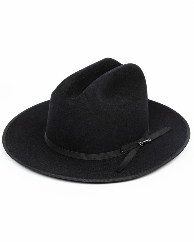 Stetson Men's 6X Open Road Fur Felt Western Hat, Black, hi-res