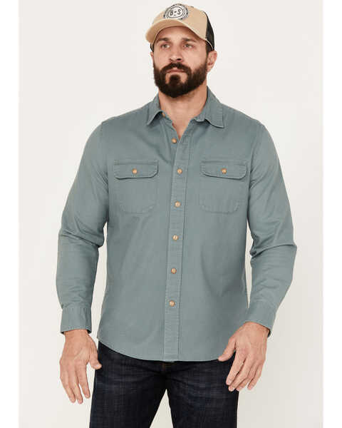 Pendleton Men's Beach Shack Solid Long Sleeve Button-Down Western Shirt, Green, hi-res