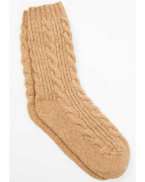 Shyanne Women's Cable Knit Cozy Socks, Brandy Brown, hi-res