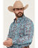 Image #2 - Stetson Men's Paisley Print Long Sleeve Snap Western Shirt, Blue, hi-res