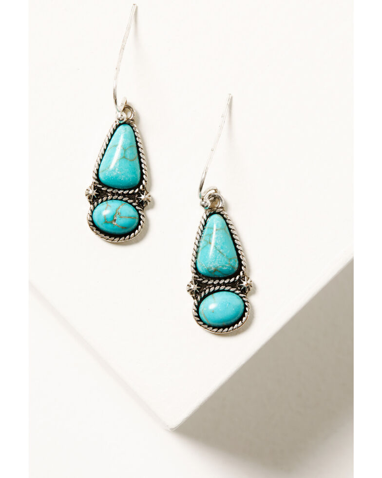 Shyanne Women's Silver & Turquoise Stone Pendant Jewelry Set, Silver, hi-res