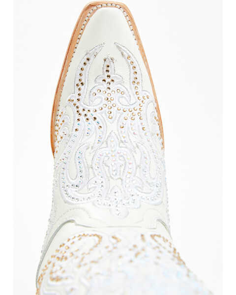 Image #6 - Corral Women's Crystal Embroidered Tall Western Boots - Snip Toe , White, hi-res