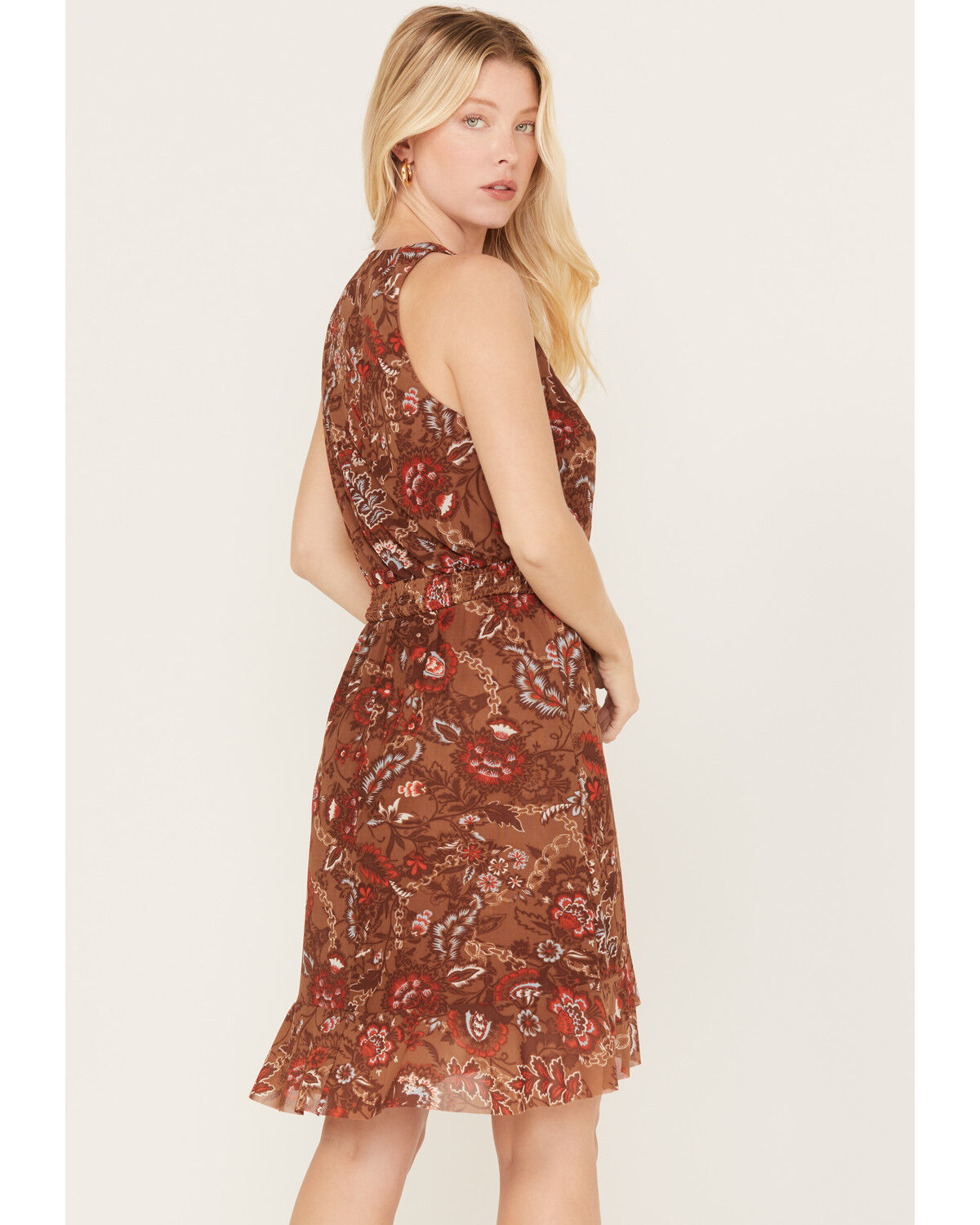 Image #4 - Idyllwind Women's Meshed Smock Mini Dress, Brown, hi-res