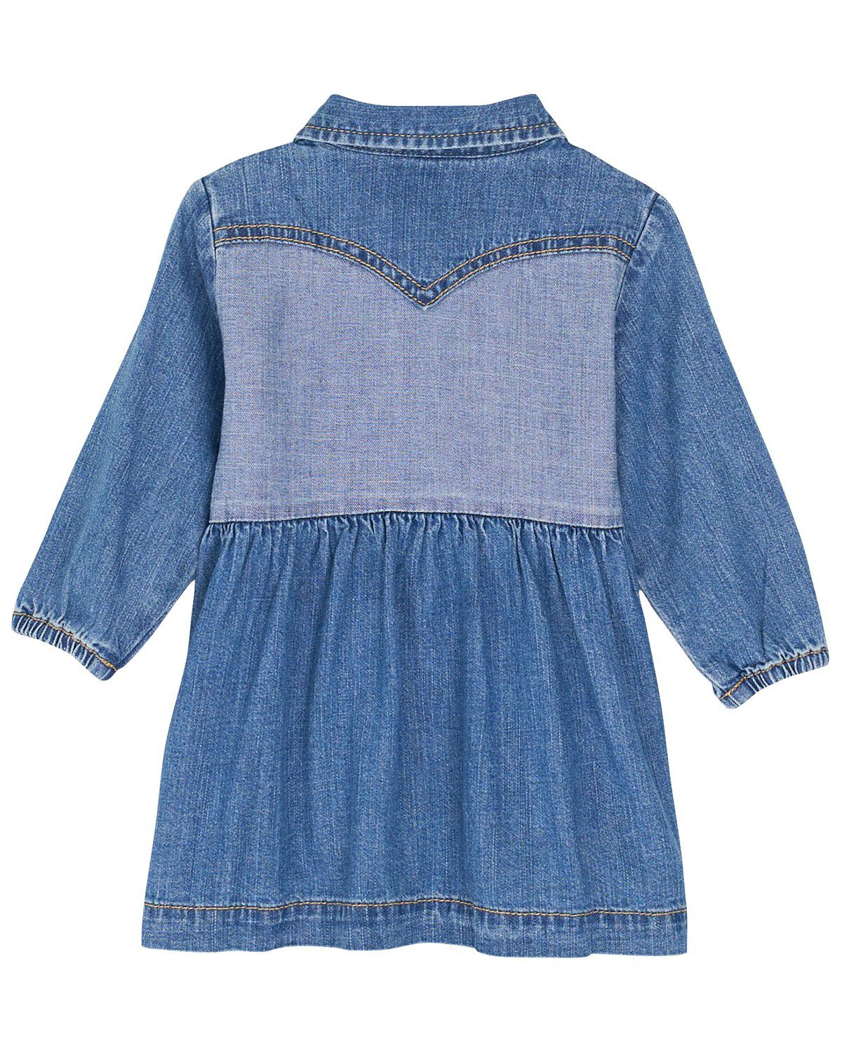 Image #2 - Wrangler Toddler Girls' Two Tone Long Sleeve Dress, Blue, hi-res