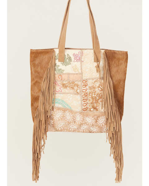 Shyanne Women's Boho Patched Tote, Tan, hi-res