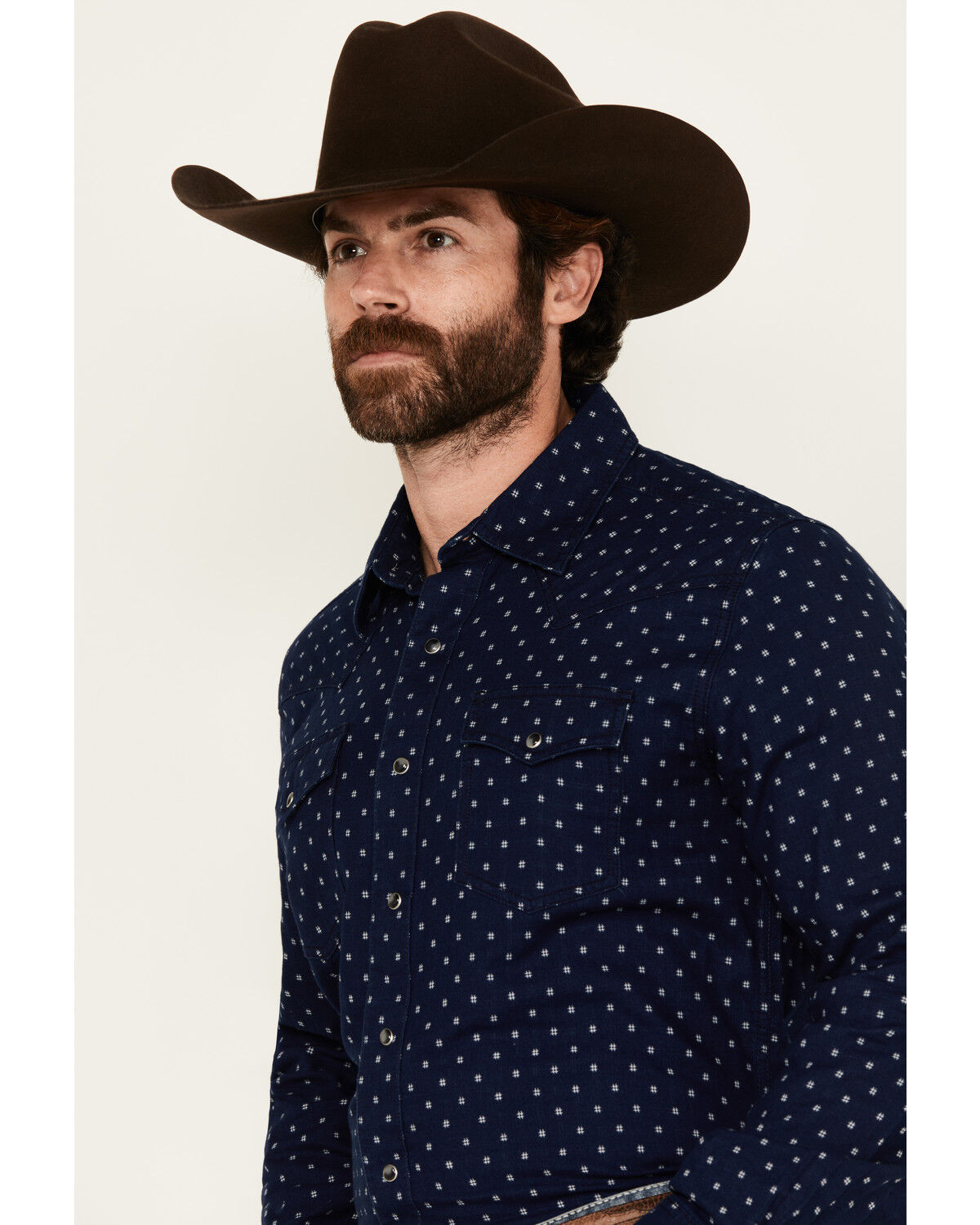 Image #2 - Wrangler Retro Men's Printed Long Sleeve Snap Western Shirt - Tall, Navy, hi-res