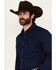 Image #2 - Wrangler Retro Men's Printed Long Sleeve Snap Western Shirt - Tall, Navy, hi-res