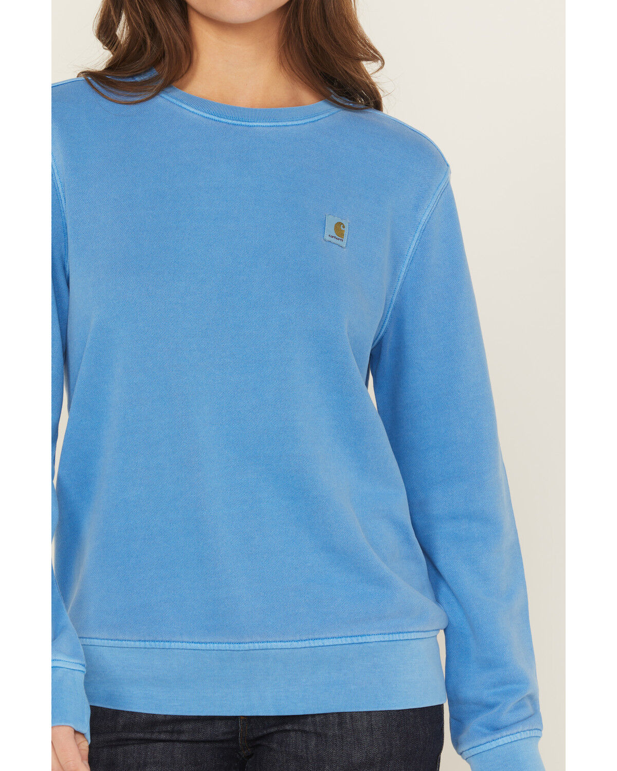 Image #3 - Carhartt Women's TENCEL™ Fiber Series Relaxed Fit Midweight French Terry Sweatshirt, Blue, hi-res