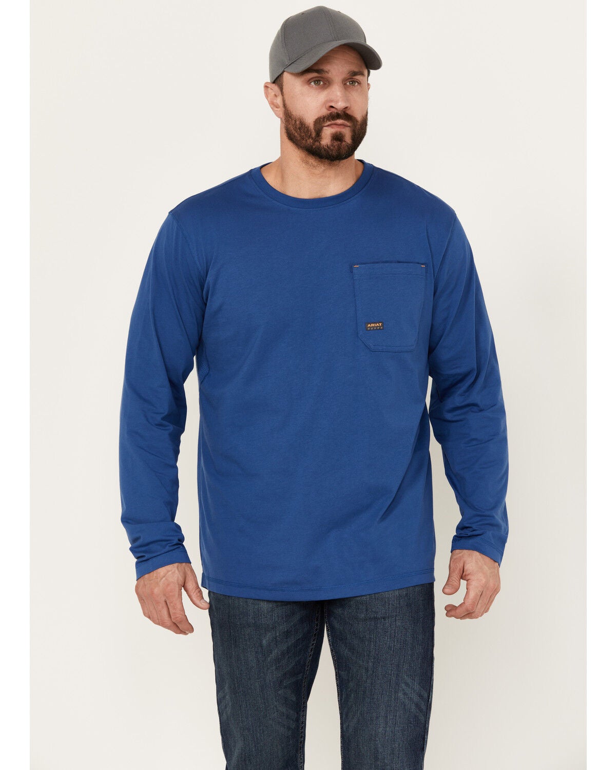 Image #3 - Ariat Men's Rebar Workman Chrome Moto Eagle Long Sleeve T-Shirt, Blue, hi-res