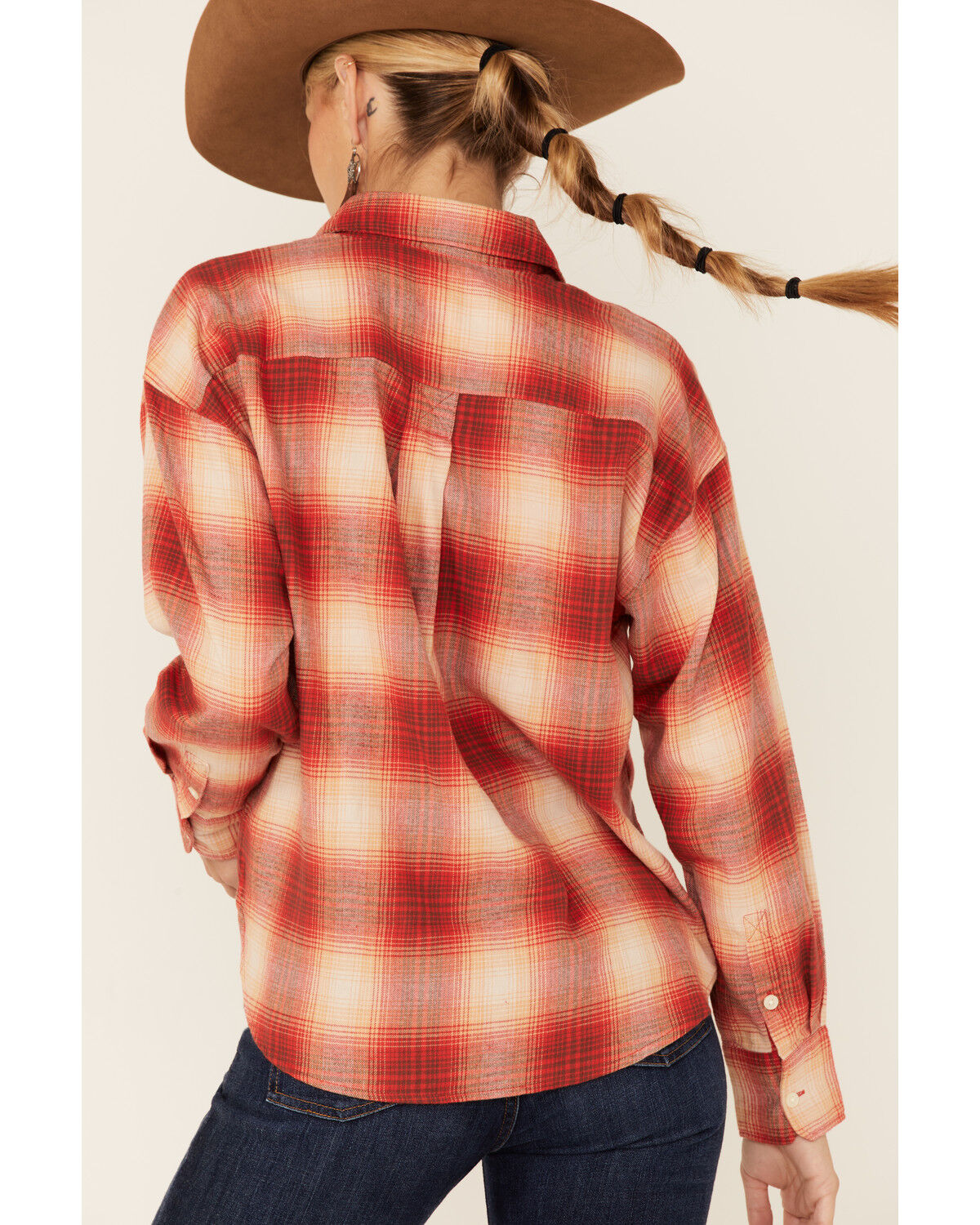 Image #3 - Levi's Women's Scarlet Flame Plaid Print Long Sleeve Button Down Western Flannel Shirt, Red, hi-res