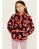 Image #1 - Wrangler Girls' Southwestern Print Sherpa Pullover , Burgundy, hi-res