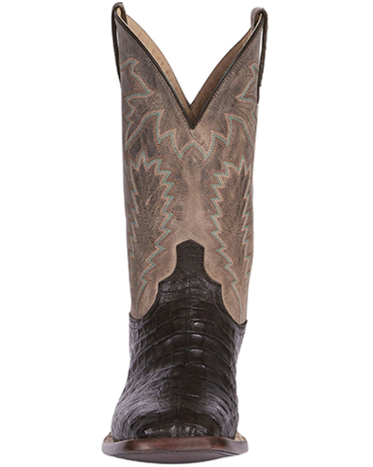 Image #3 - Lucchese Men's Wyatt Exotic Caiman Western Boots - Broad Square Toe, Chocolate, hi-res