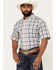 Image #1 - Ariat Men's Rowdy Plaid Print Short Sleeve Button-Down Performance Western Shirt, Blue, hi-res