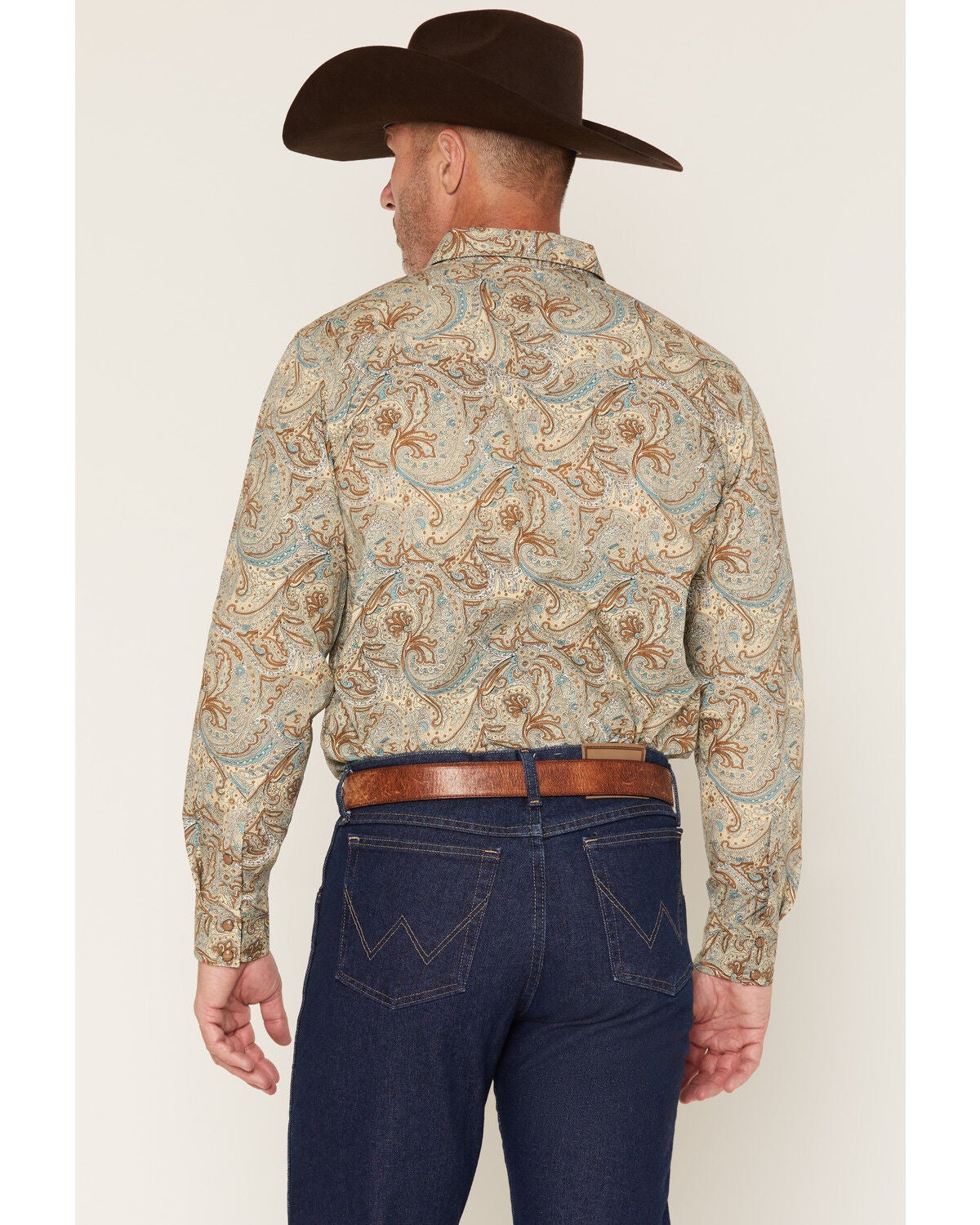 Image #4 - Gibson Trading Co Men's Feelin' Good Paisley Print Long Sleeve Snap Western Shirt, Aqua, hi-res