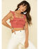 Very J Women's Ditsy Print Flutter Crop Top, Rust Copper, hi-res