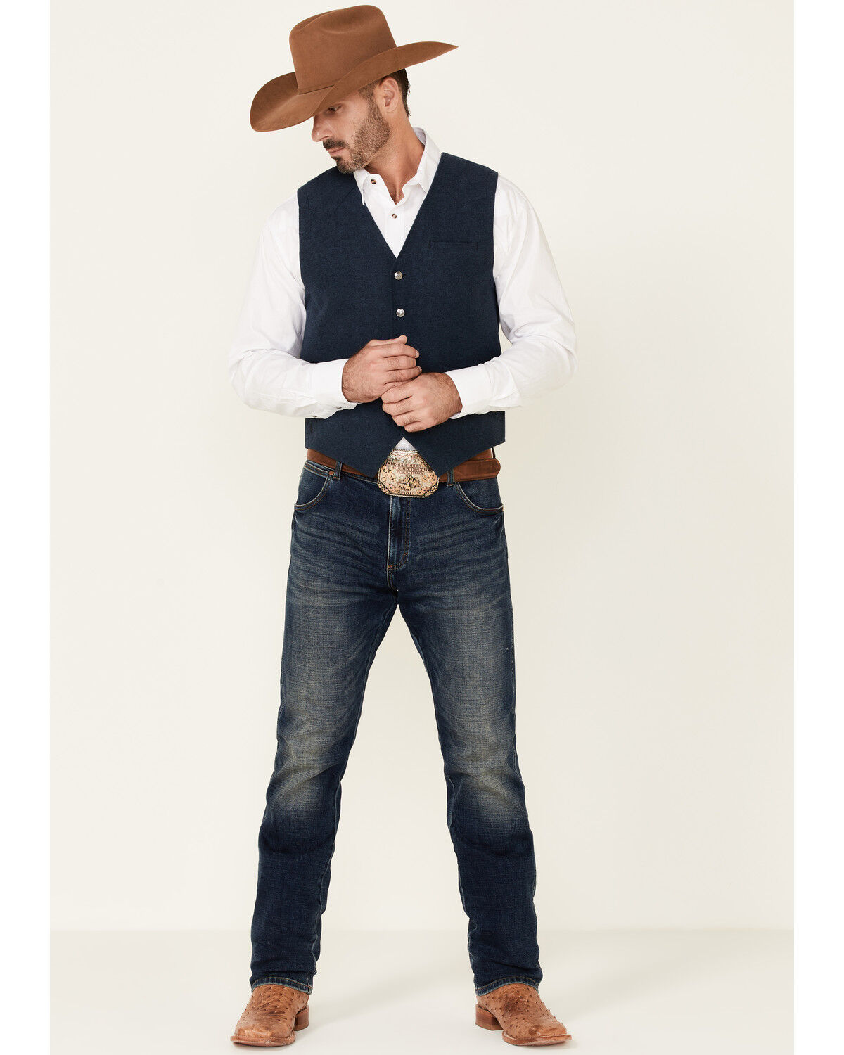 Image #2 - Cody James Men's Solid Navy Stunt Text Button-Down Vest , , hi-res