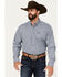 Image #1 - Cinch Men's Micro Striped Print Long Sleeve Button-Down Western Shirt - Big , Blue, hi-res