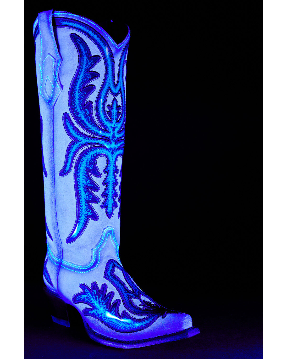 Image #8 - Corral Women's Polymer Blacklight Overlay Tall Western Boots - Snip Toe, White, hi-res