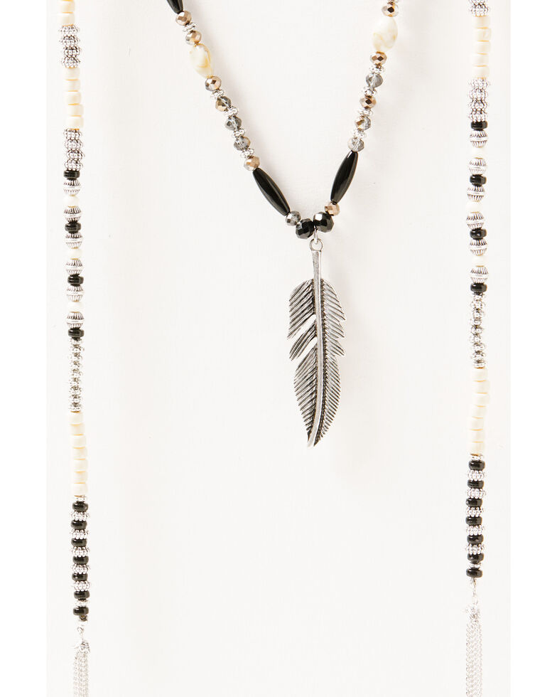 Shyanne Women's Silver Leaf & Fringe Beaded Jewelry Set, Silver, hi-res