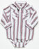 Image #1 - Wrangler Infant Boys' Striped Print Long Sleeve Snap Stretch Onesie, White, hi-res