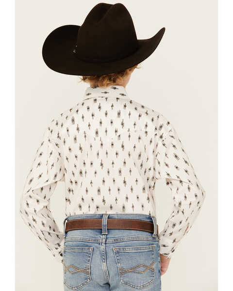 Image #4 - Rock & Roll Denim Boys' Abstract Geo Print Long Sleeve Snap Stretch Western Shirt , White, hi-res