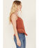 Idyllwind Women's Lace & Fringe Handkerchiefed Tank , Pecan, hi-res