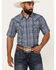 Image #1 - Cody James Men's Blue Lights Plaid Print Short Sleeve Snap Western Shirt, Light Blue, hi-res