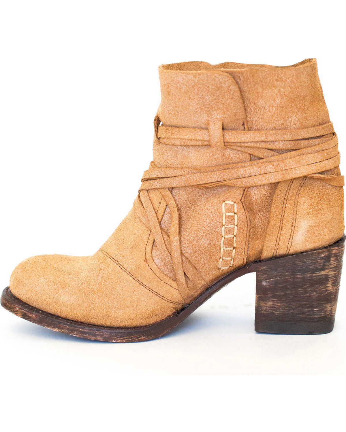 Image #3 - Miss Macie Women's Katie Jo Suede Booties - Round Toe, Cream, hi-res