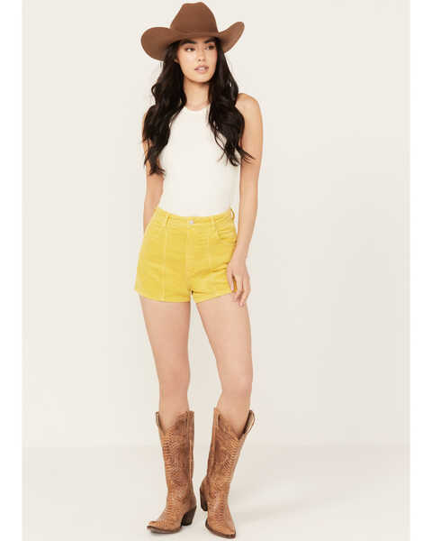 Image #1 - Rolla's Women's High Rise Corduroy Duster Shorts, Yellow, hi-res