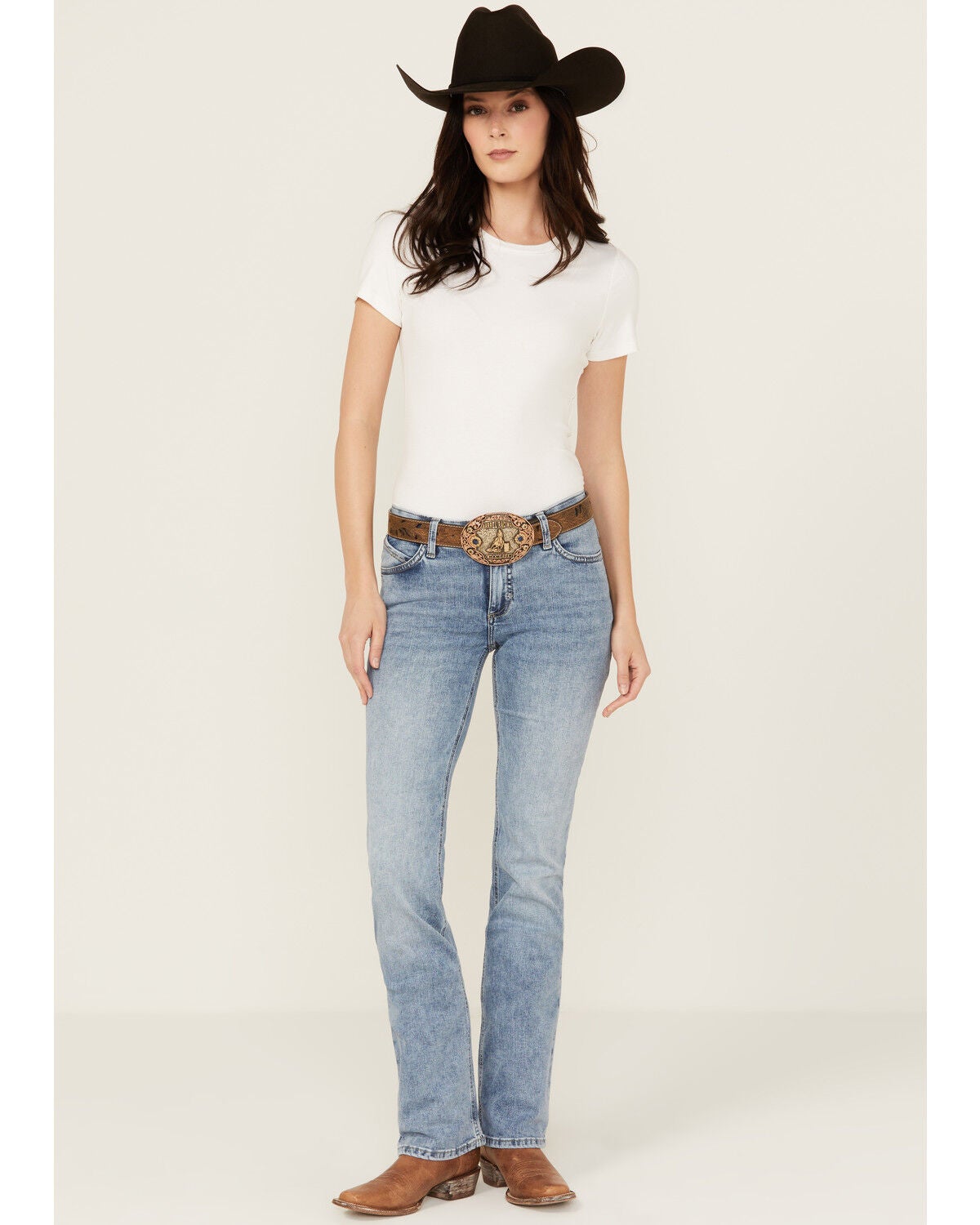 Wrangler Women's Nadia Medium Wash Mid Rise Ultimate Riding Bootcut Stretch Denim Jeans, Medium Wash, hi-res