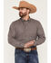 Image #1 - Wrangler X Cody Johnson Men's Plaid Print Long Sleeve Button-Down Western Shirt, Navy, hi-res