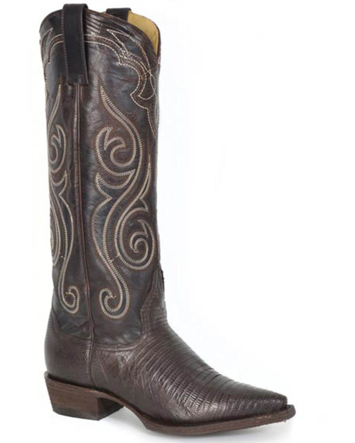 Image #1 - Stetson Women's Jane Exotic Lizard Tall Western Boots - Snip Toe, Brown, hi-res