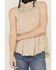 Wild Moss Women's Crochet Studded Yoke Flowy Tank Top, Cream, hi-res