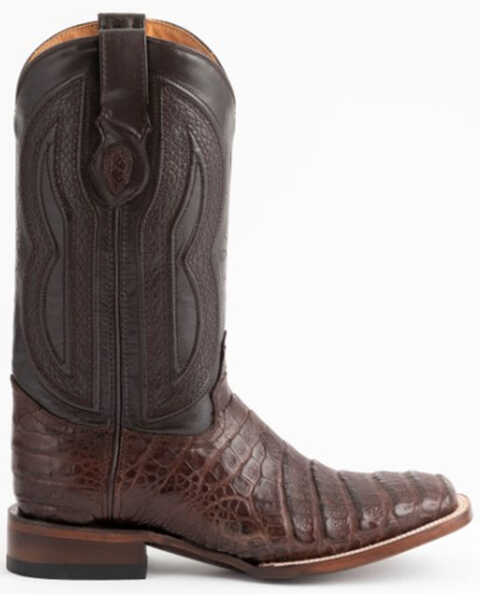 Ferrini Men's Caiman Belly Western Boots - Broad Square Toe, Chocolate, hi-res