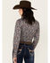 Image #4 - Rough Stock by Panhandle Women's Paisley Print Long Sleeve Snap Stretch Western Shirt , Navy, hi-res