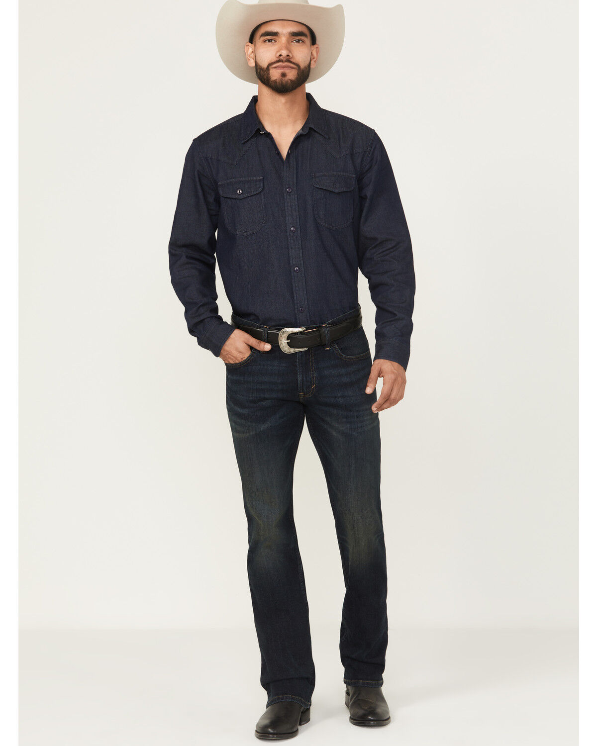Image #1 - Cody James Black 1978® Men's Dexter Slim Bootcut Stretch Denim Jeans, Dark Wash, hi-res