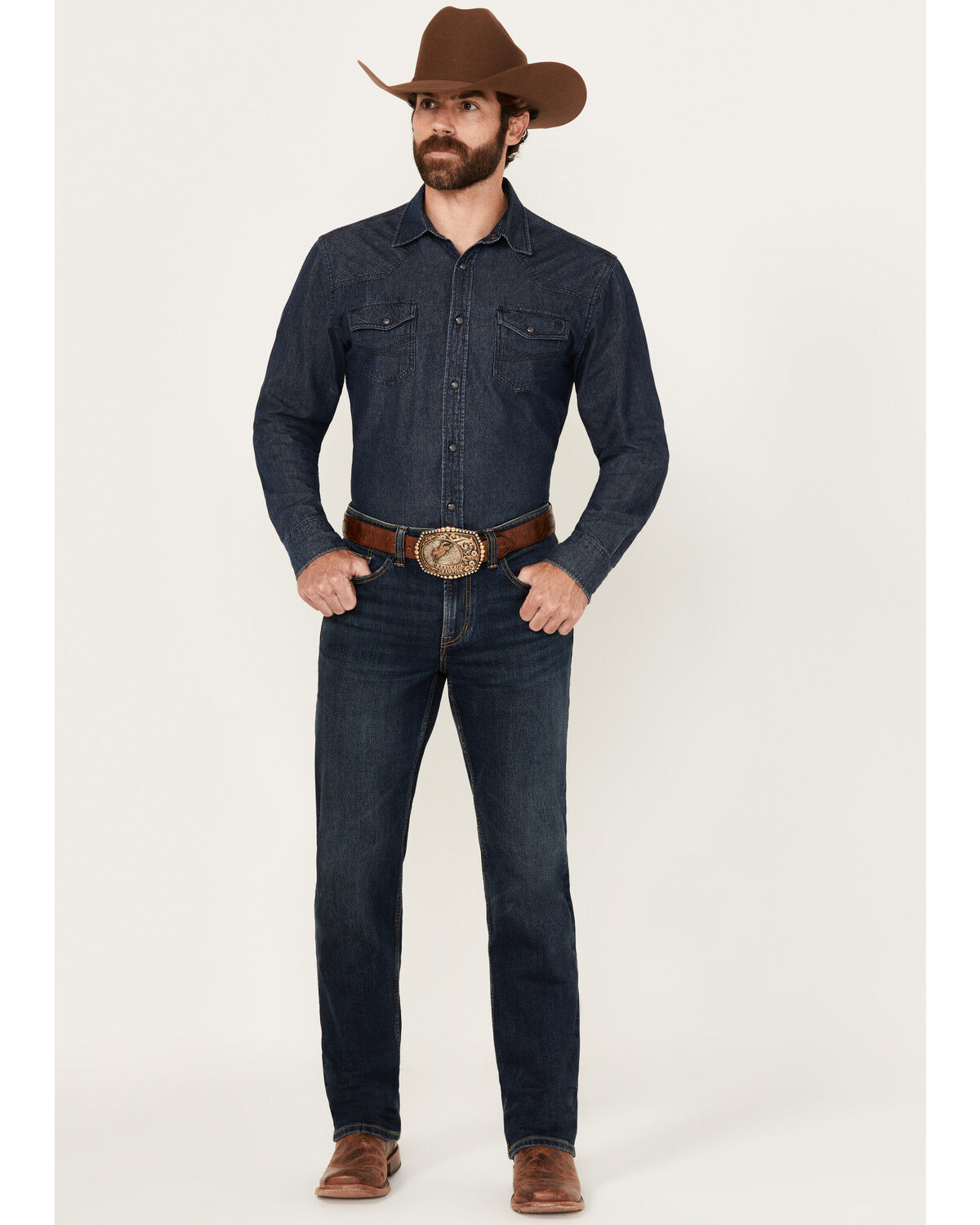 Image #1 - RANK 45® Men's Calico Dark Wash Slim Straight Stretch Denim Jeans, Dark Wash, hi-res