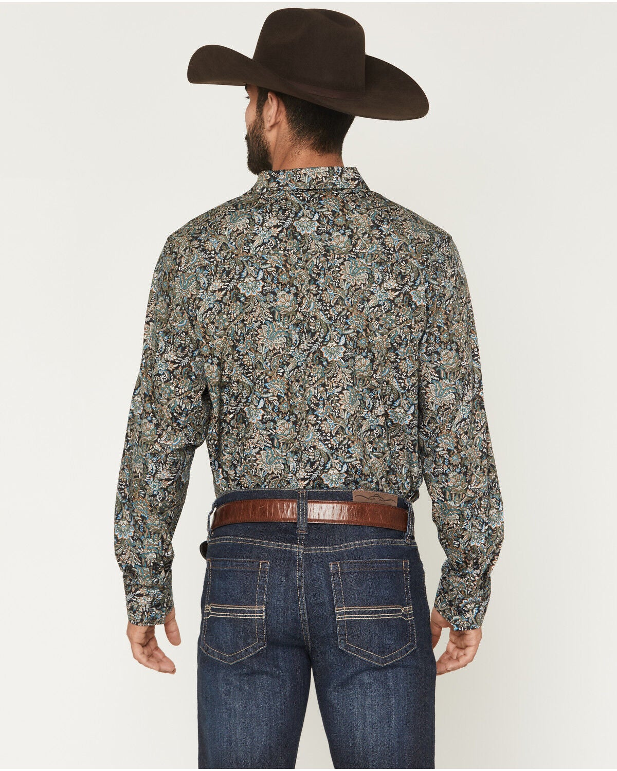 Image #4 - Gibson Trading Co Men's Last Call Paisley Print Long Sleeve Butt-Down Western Shirt - Big, Black, hi-res