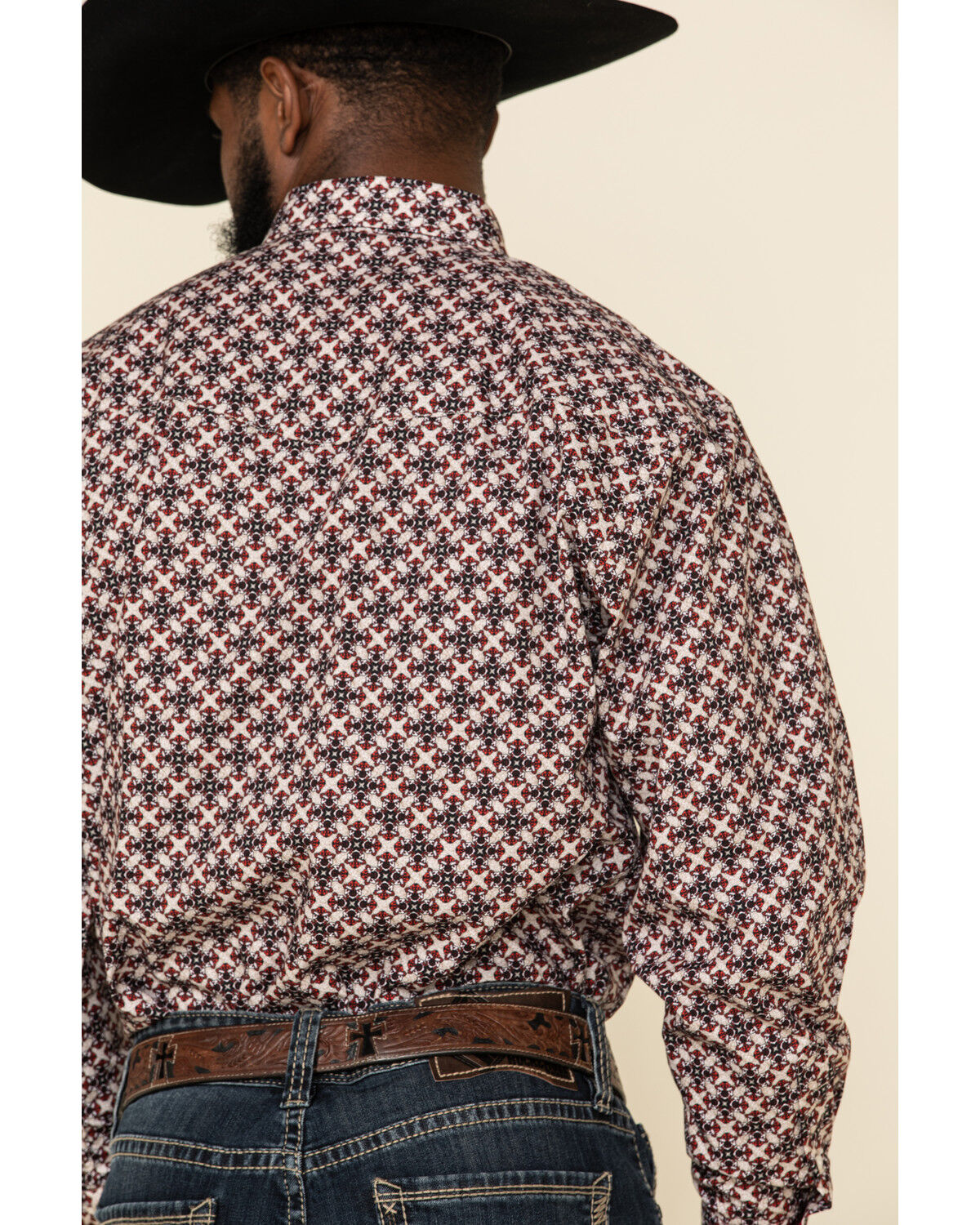 Image #3 - Resistol Men's Red Orchard Geo Print Long Sleeve Western Shirt, Red, hi-res